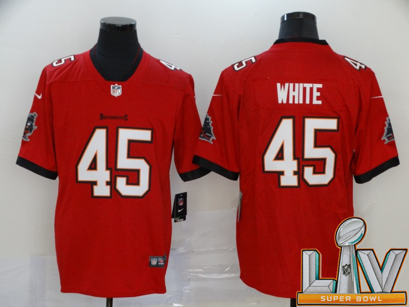 Super Bowl LV 2021 Men Tampa Bay Buccaneers #45 White red New Nike Limited Vapor Untouchable NFL Jerseys